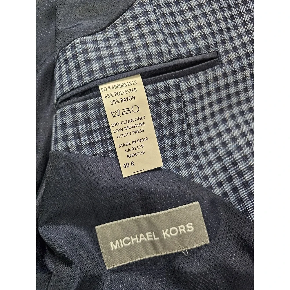 Michael Kors Mens Classic Fit Sport Coat Blazer 40 R Blue‎ Checked